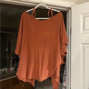 We The Free Rust Orange Off-Shoulder Layered Tunic Top